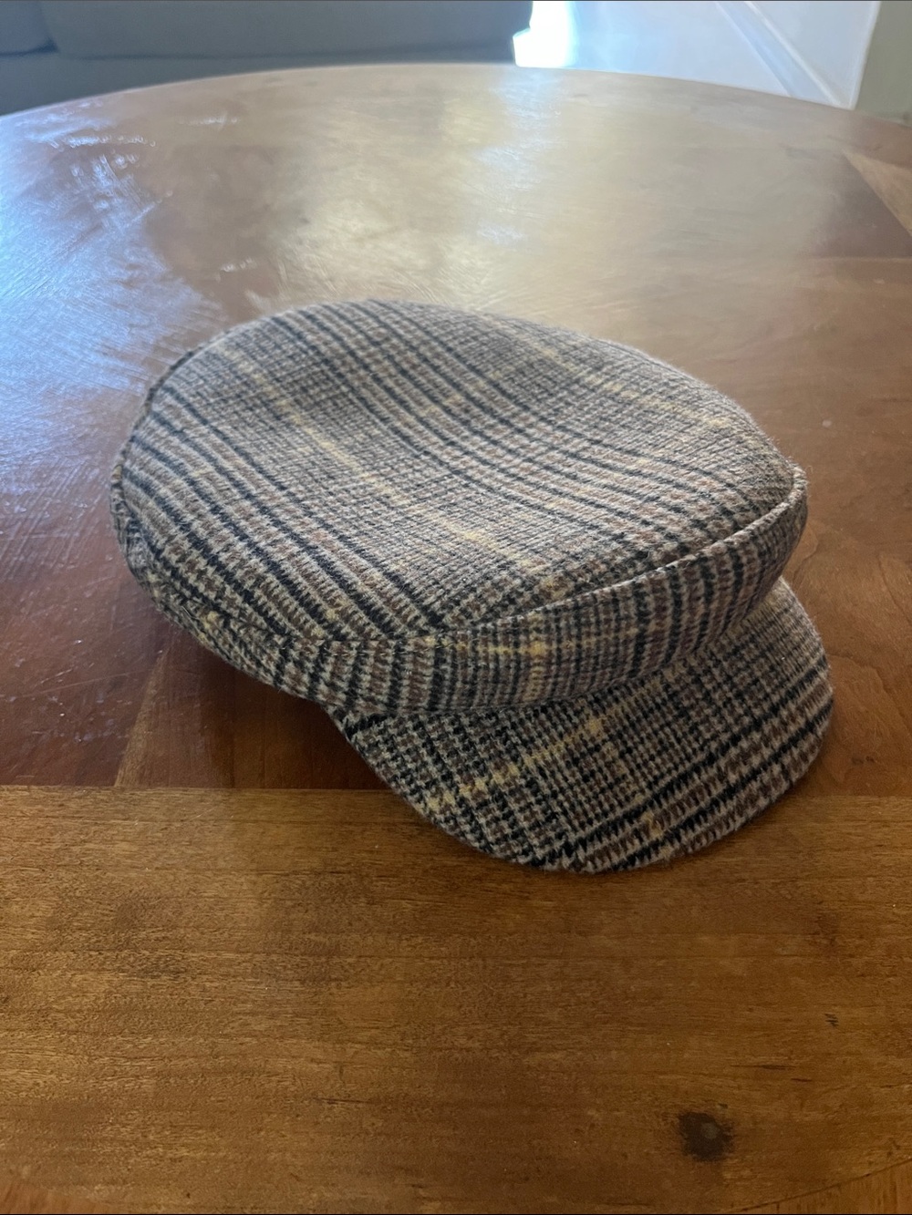 Plaid Newsboy Cap in Brown and Black